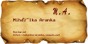 Mihálka Aranka névjegykártya