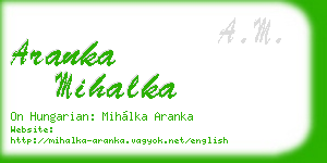aranka mihalka business card
